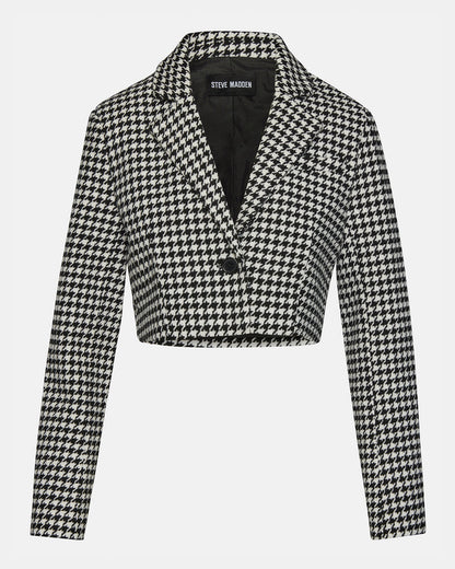 RUPI Blazer Black/White | Women's Cropped Tweed Blazer - Steve Madden