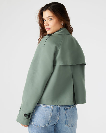 SIRUS Light Green Women's Cropped Denim Trench Coat - Steve Madden