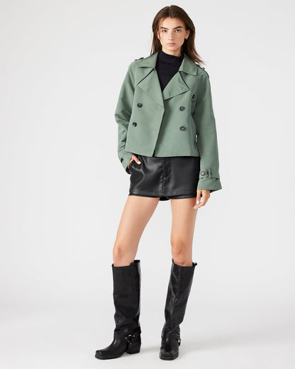 SIRUS Light Green Women's Cropped Denim Trench Coat - Steve Madden