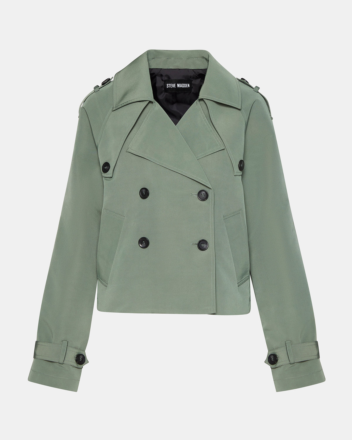SIRUS Light Green Women's Cropped Denim Trench Coat - Steve Madden