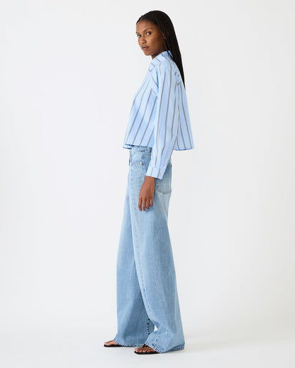 TESS Estate Blue Long-Sleeved Button-Up Women's Top - Steve Madden