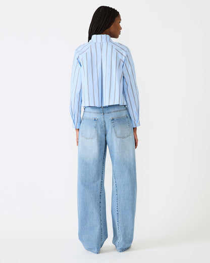 TESS Estate Blue Long-Sleeved Button-Up Women's Top - Steve Madden