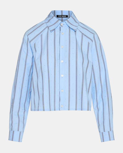 TESS Estate Blue Long-Sleeved Button-Up Women's Top - Steve Madden