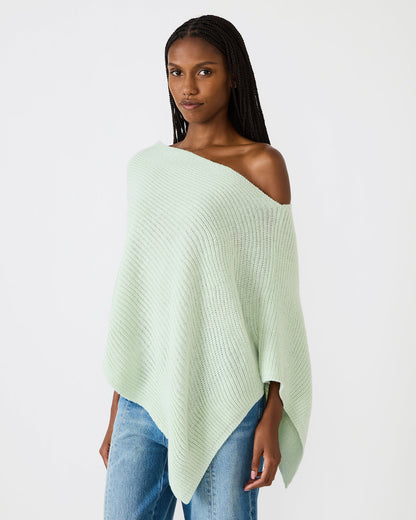 CHANNING Bay Green Asymmetrical Knit Poncho Women's Top - Steve Madden