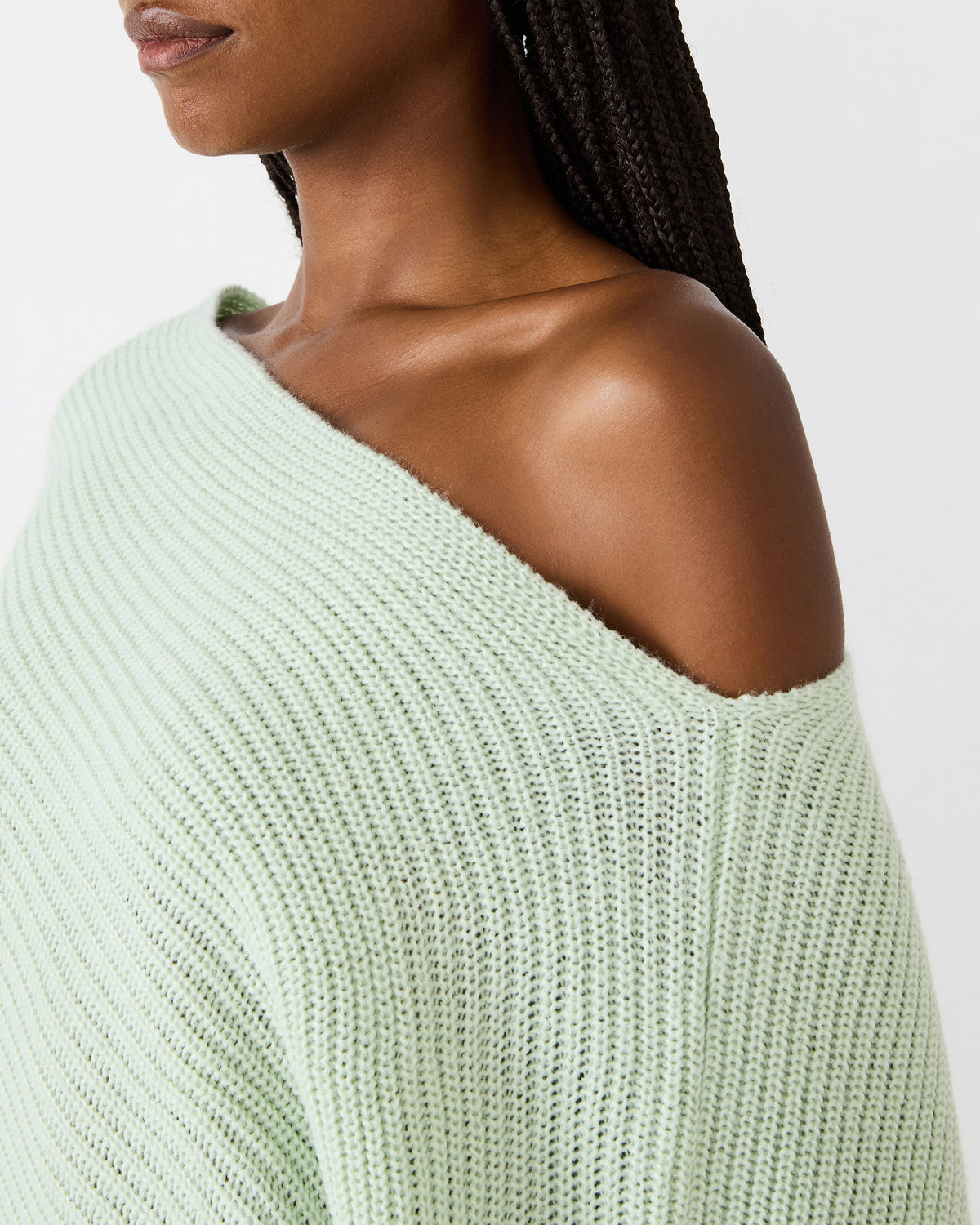 CHANNING Bay Green Asymmetrical Knit Poncho Women's Top - Steve Madden