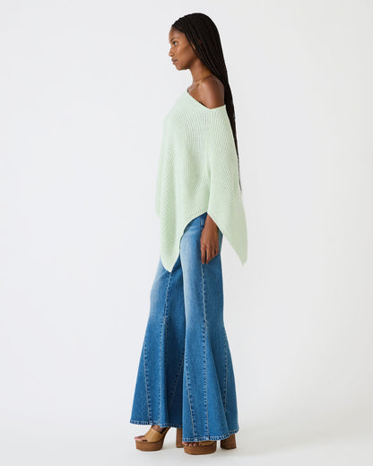 CHANNING Bay Green Asymmetrical Knit Poncho Women's Top - Steve Madden