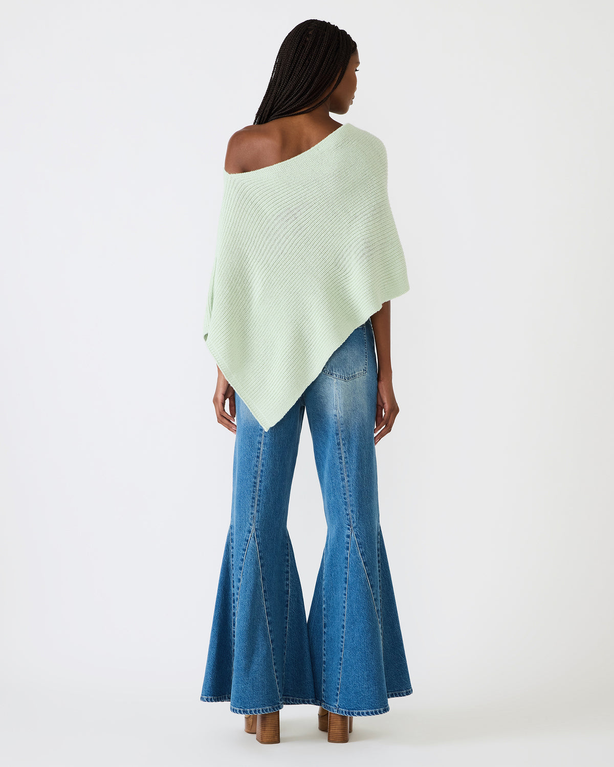CHANNING Bay Green Asymmetrical Knit Poncho Women's Top - Steve Madden