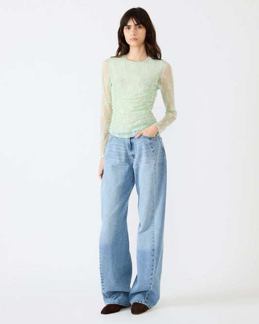 LUMA Bay Green Long-Sleeved Mesh Lace Women's Top - Steve Madden
