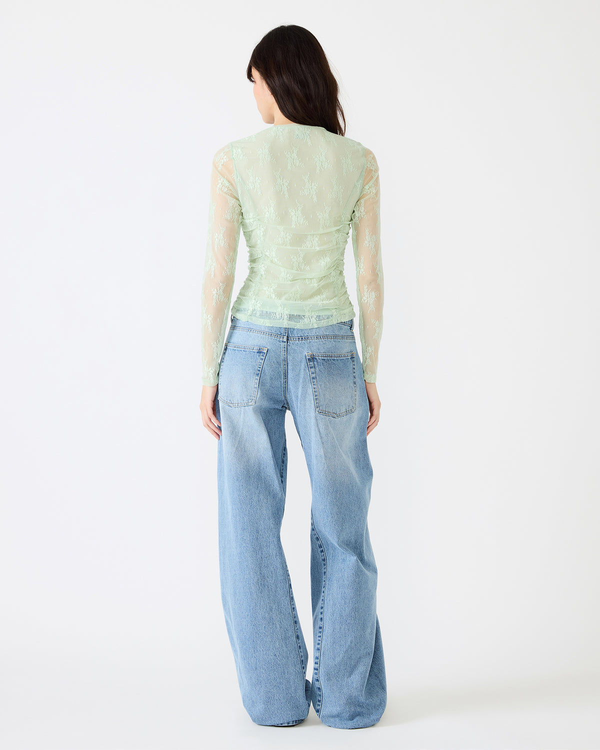 LUMA Bay Green Long-Sleeved Mesh Lace Women's Top - Steve Madden