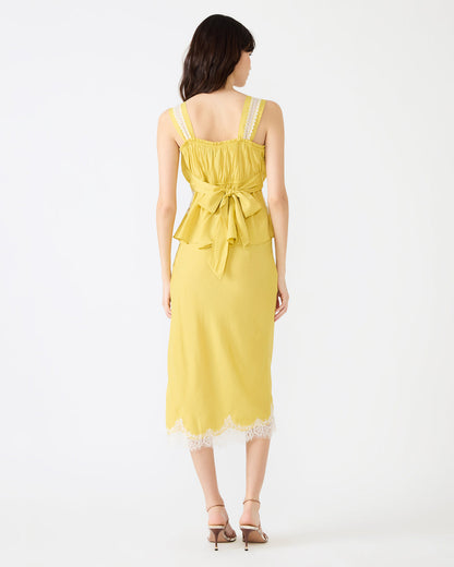 CINTHIA Golden Lime Sleeveless Lace Trim Women's Top - Steve Madden