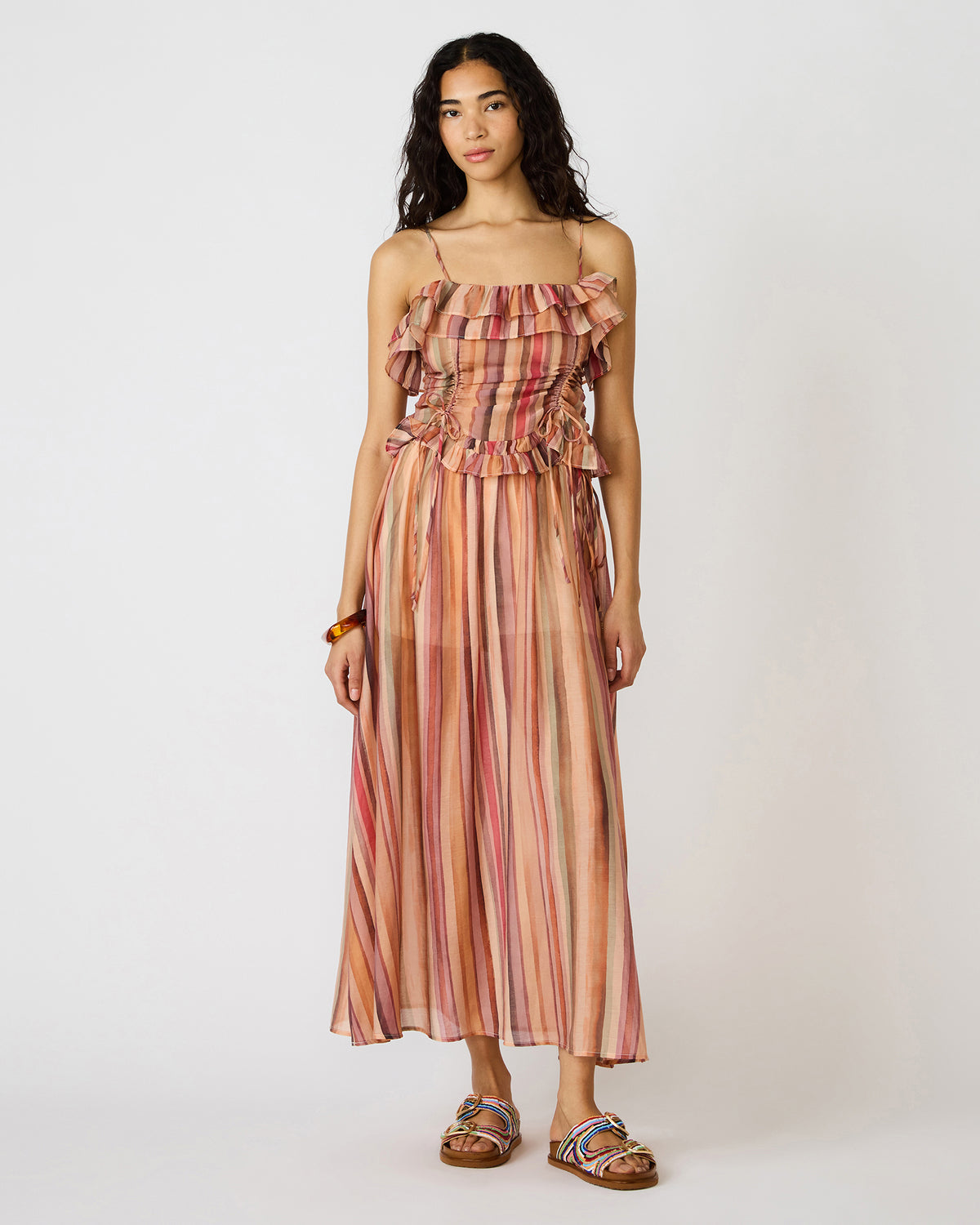 SHILLOH Stripe Multi Sleeveless Ruffle Women's Top - Steve Madden
