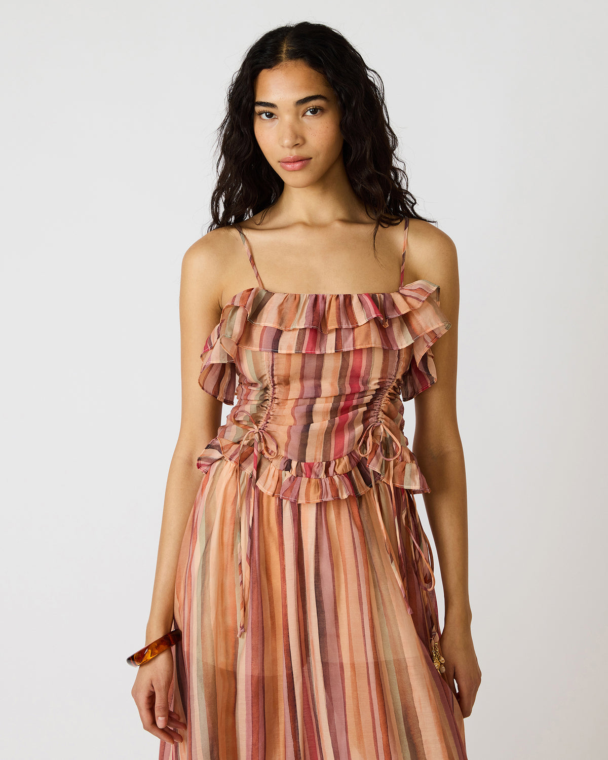 SHILLOH Stripe Multi Sleeveless Ruffle Women's Top - Steve Madden