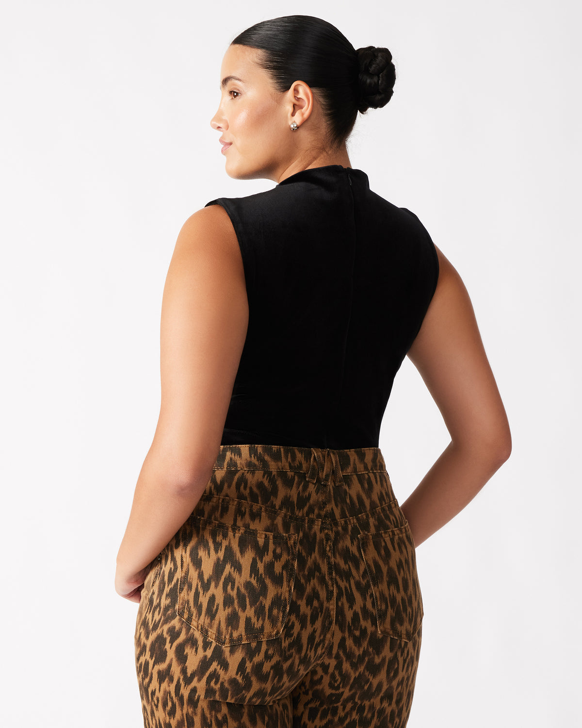 NIKOLA Black Women's Mock Neck Velvet Bodysuit - Steve Madden