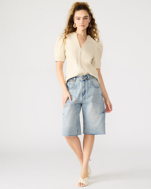 JANE Bone Women's Short-Sleeved Suede Top - Steve Madden