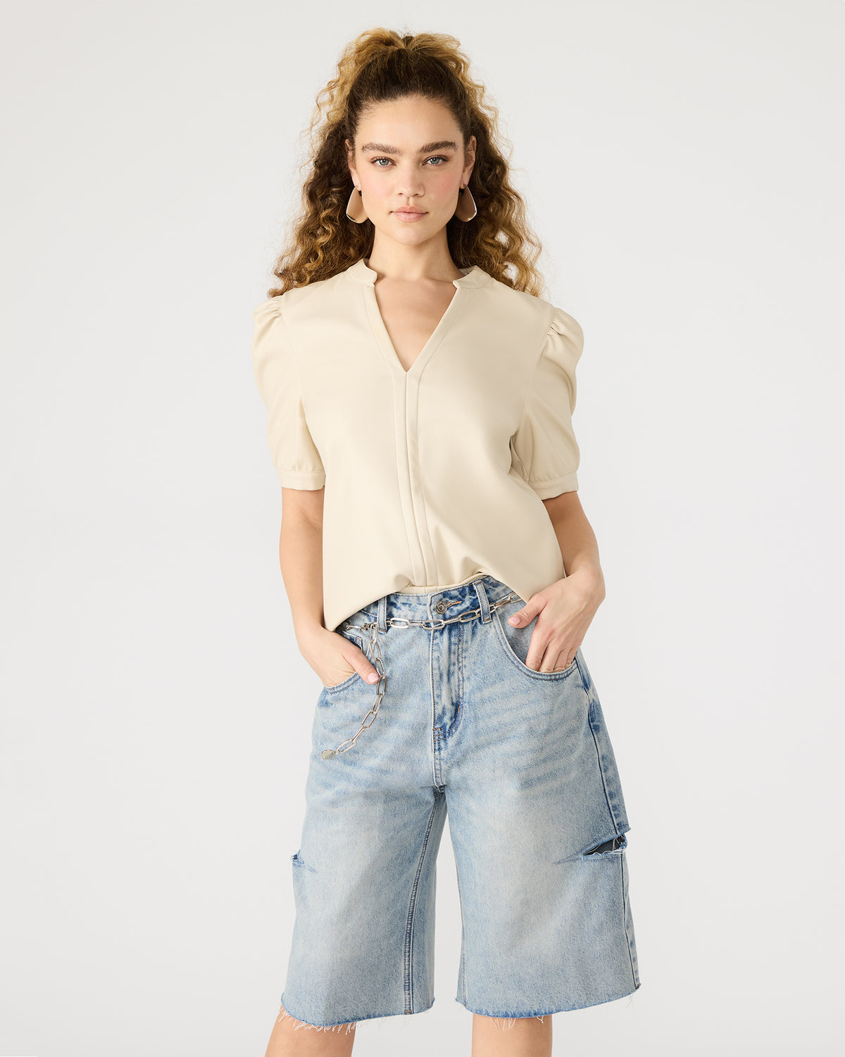 JANE Bone Women's Short-Sleeved Suede Top - Steve Madden