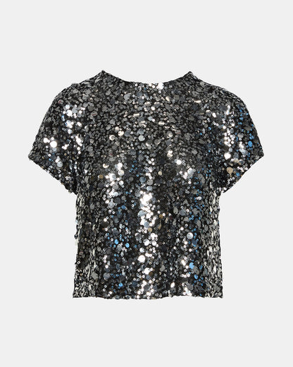 CRESSA Silver Embellished Sequin Women's Top - Steve Madden