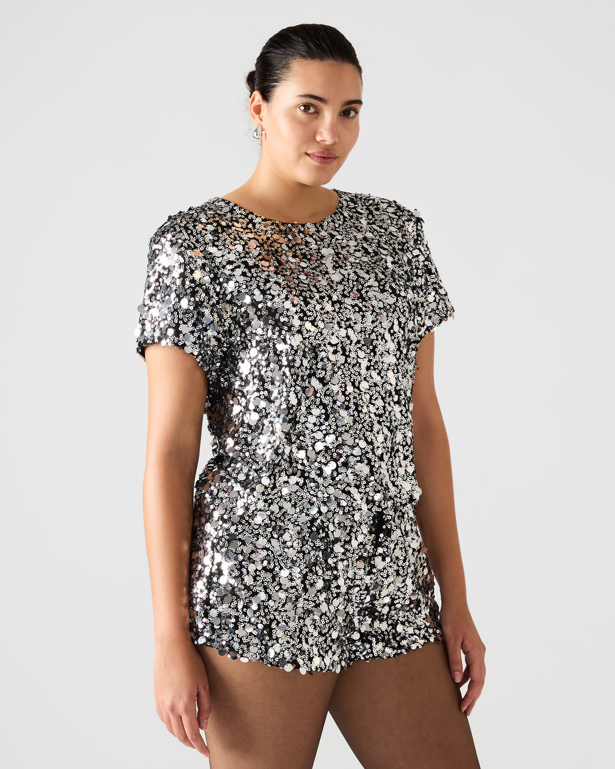 CRESSA Silver Embellished Sequin Women's Top - Steve Madden