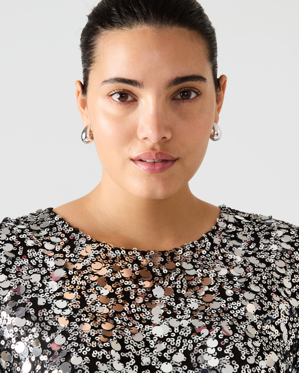 CRESSA Silver Embellished Sequin Women's Top - Steve Madden