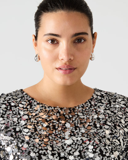 CRESSA Silver Embellished Sequin Women's Top - Steve Madden