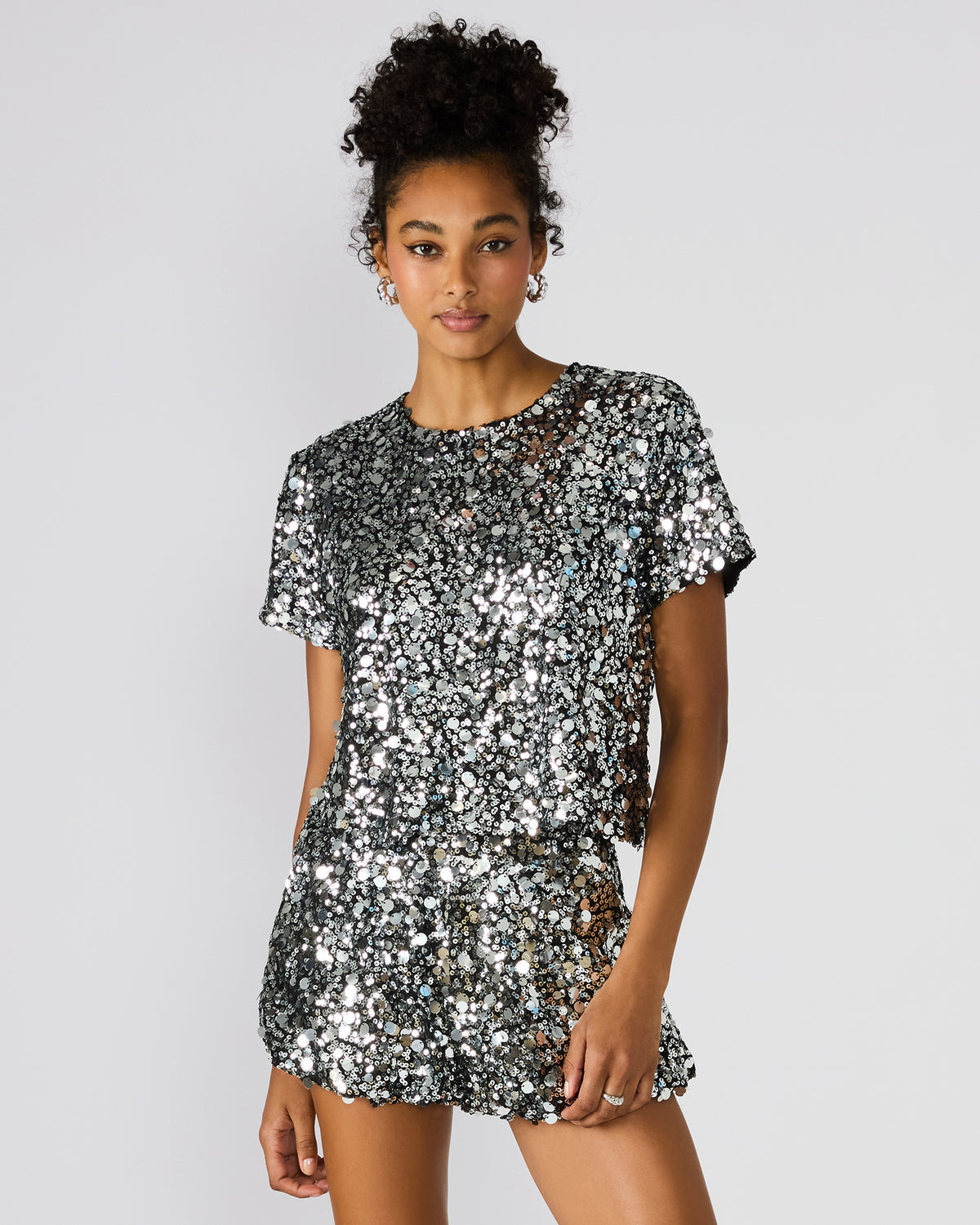 CRESSA Silver Embellished Sequin Women's Top - Steve Madden