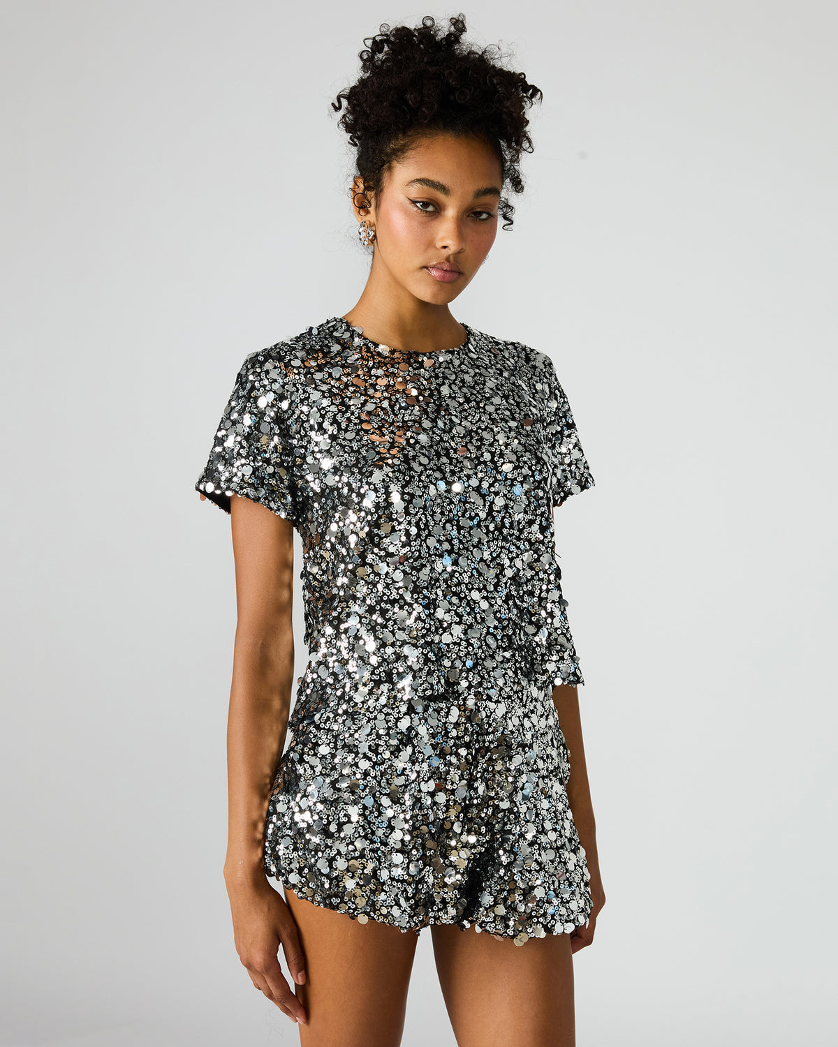 CRESSA Silver Embellished Sequin Women's Top - Steve Madden