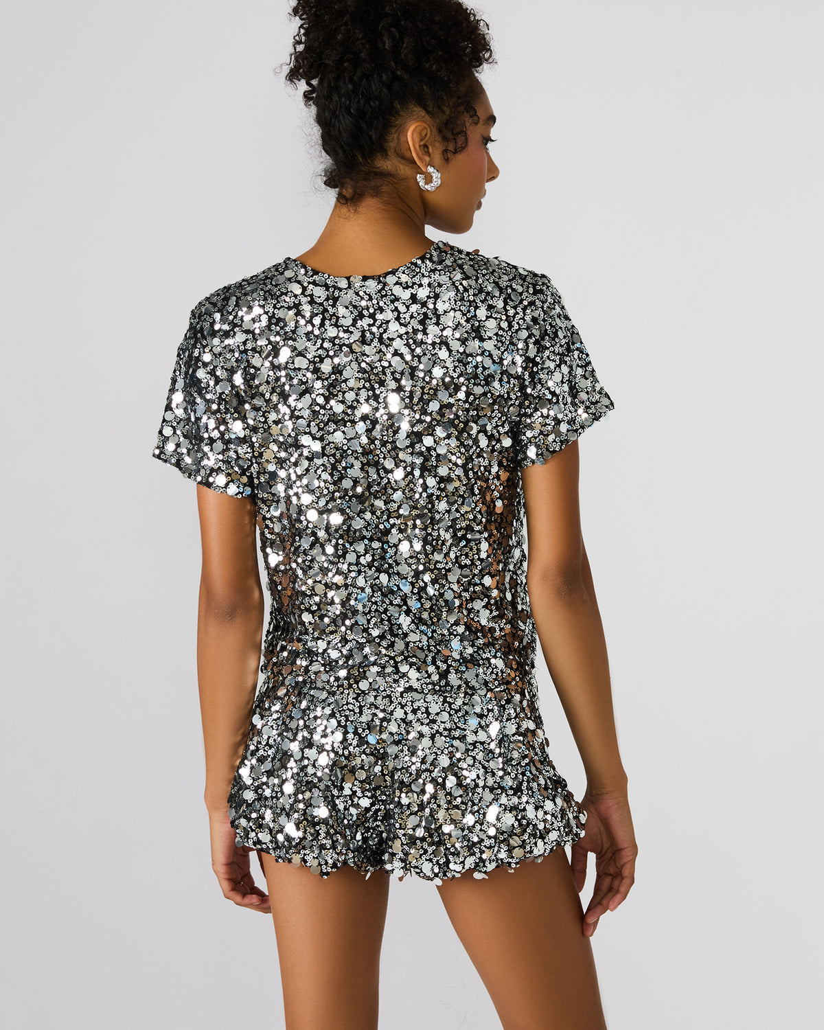 CRESSA Silver Embellished Sequin Women's Top - Steve Madden