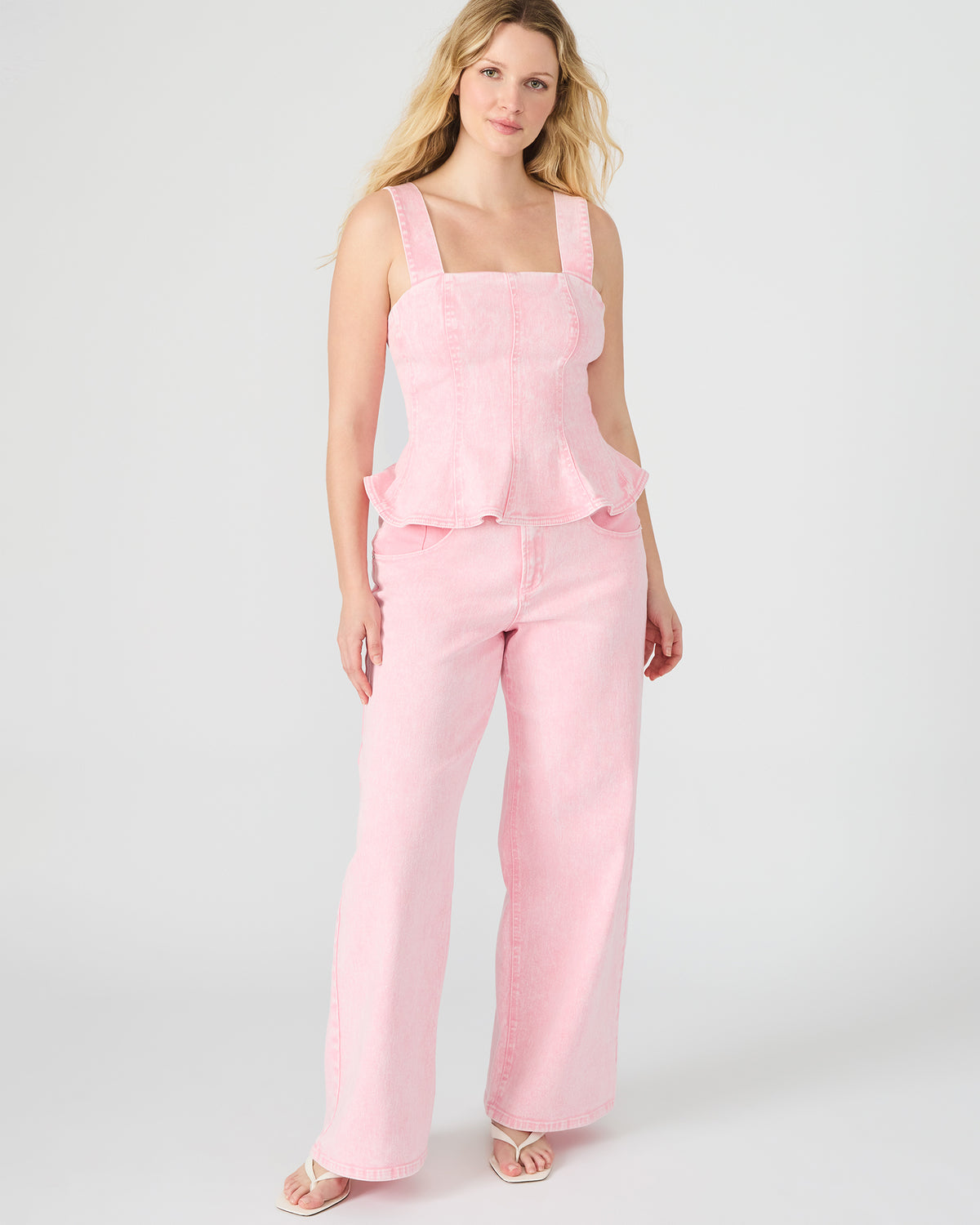 PENELOPI Denim Ruffle Fabric Women's Tank Top - Steve Madden