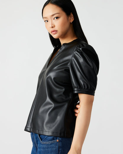 JANE Black Women's Short-Sleeved Suede Top - Steve Madden