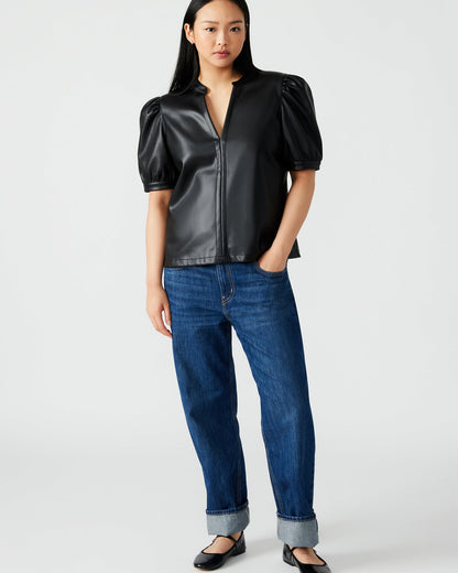 JANE Black Women's Short-Sleeved Suede Top - Steve Madden