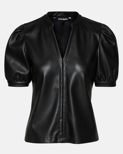 JANE Black Women's Short-Sleeved Suede Top - Steve Madden