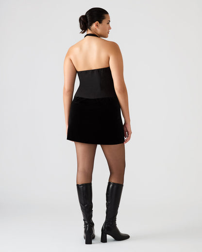 JUVIA Black Sleeveless Bow Detail Halter Women's Top - Steve Madden
