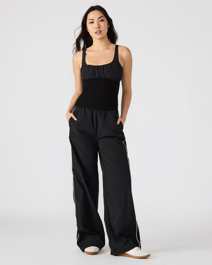 LUANA Black Pull-Over Ruched Tank Top - Steve Madden