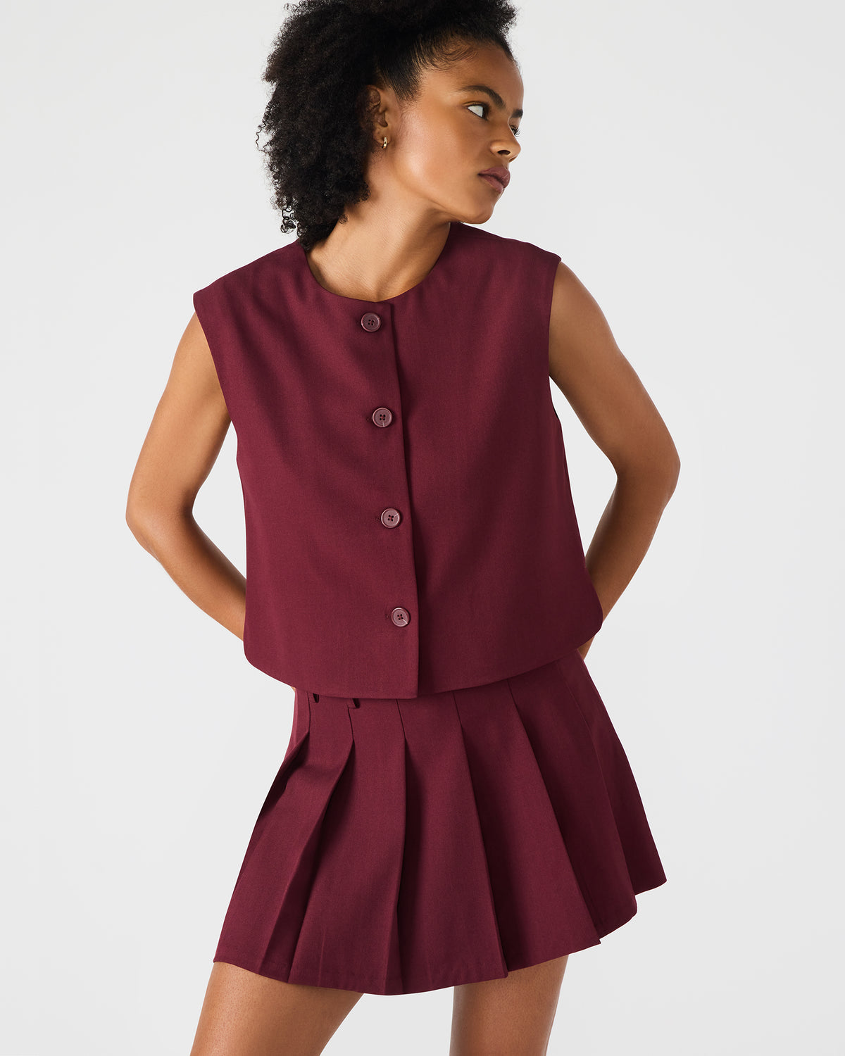 ALESSA Wine Button-Up Women's Top - Steve Madden