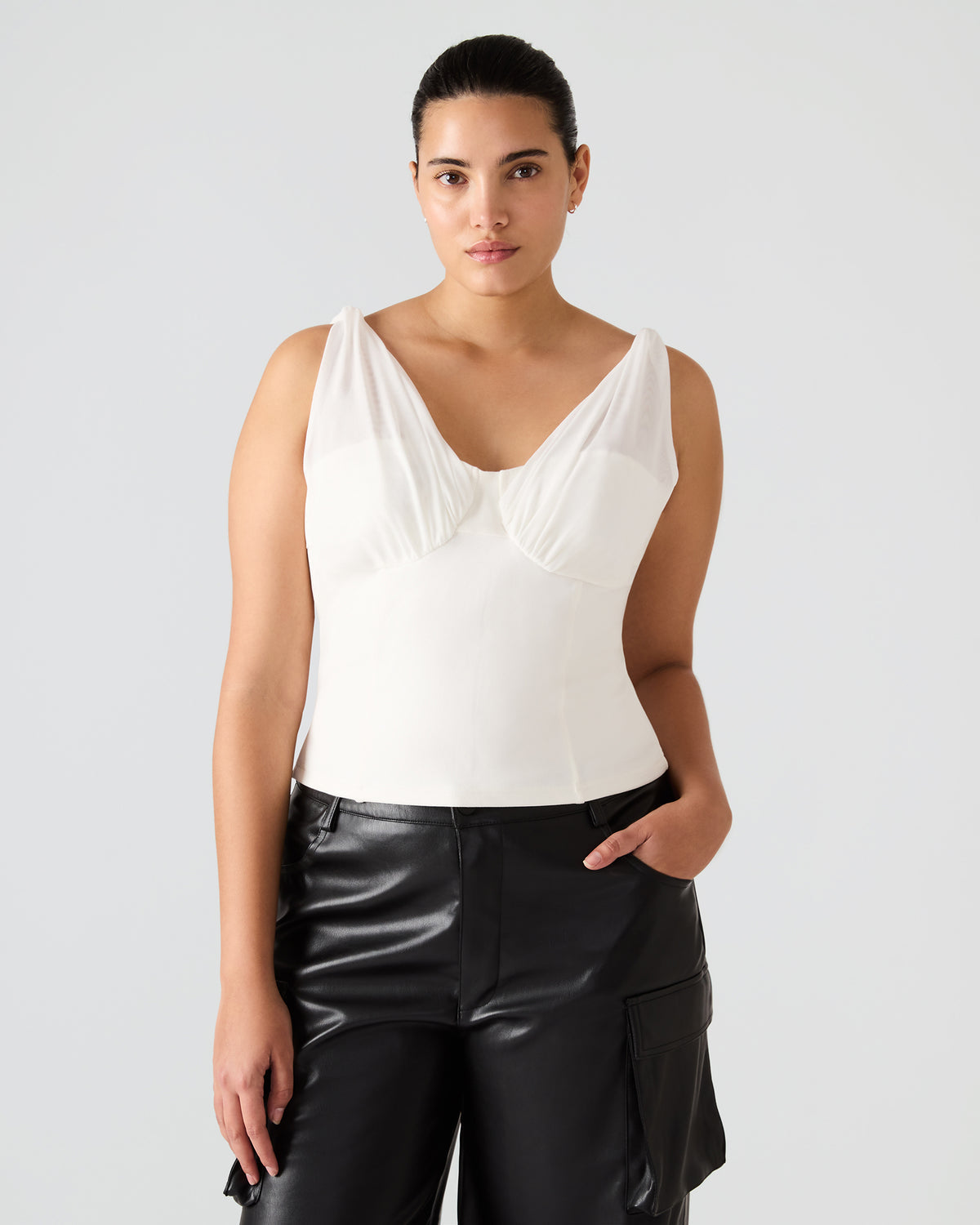 ADDISYN Antique V-neck Sleeveless Mesh Women's Top - Steve Madden