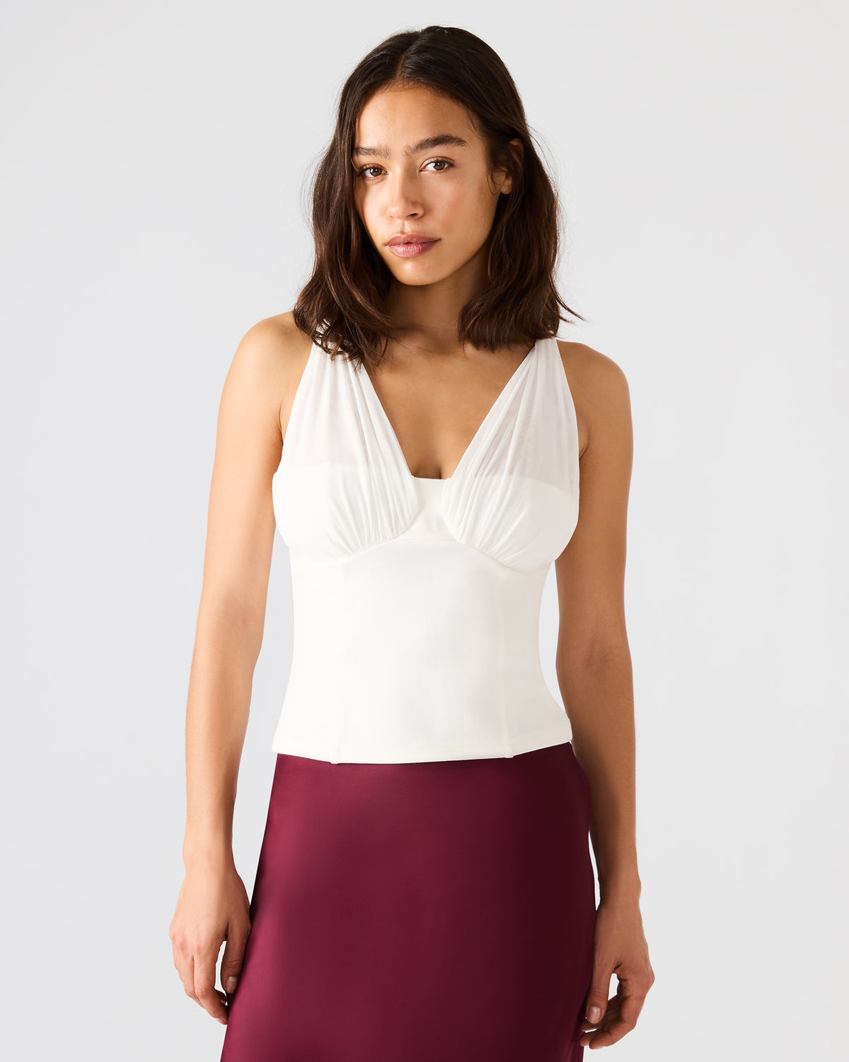 ADDISYN Antique V-neck Sleeveless Mesh Women's Top - Steve Madden