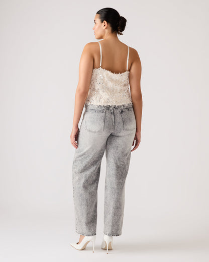BLAKELYN Ivory Feather Sequin Embellished Women's Top - Steve Madden