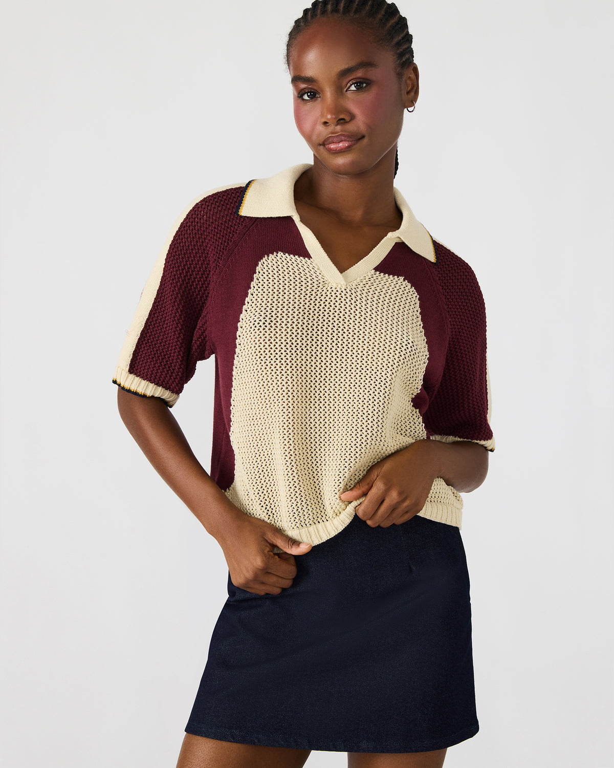 AXON Multi Short-Sleeved Knit Sweater Women's Top - Steve Madden