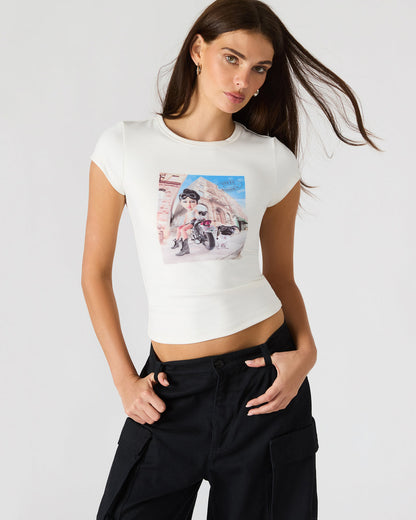 GOLDIE Antique Short-Sleeved Graphic Tee Form-Fitting Women's Top - Steve Madden