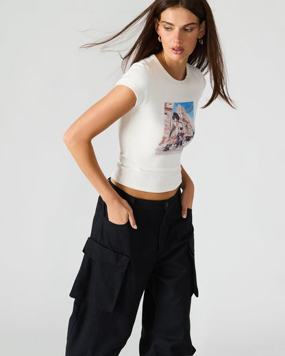 GOLDIE Antique Short-Sleeved Graphic Tee Form-Fitting Women's Top - Steve Madden