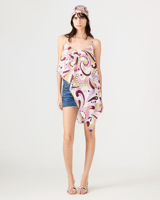 MARGAN Petal Paisley Sleevelss Asymmetrical Flowy Women's Top - Steve Madden