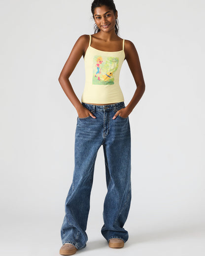 GOLDIE Pale Yellow Sleeveless Graphic Women's Tank Top - Steve Madden