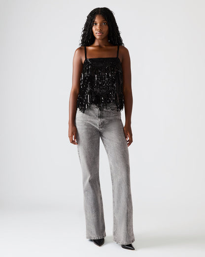BLAKELYN Sequin Black Fringe Embellished Women's Top - Steve Madden