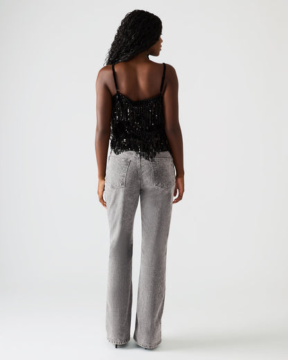 BLAKELYN Sequin Black Fringe Embellished Women's Top - Steve Madden