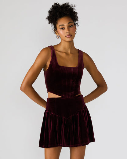 ARYANNA Wine Cropped Velvet Women's Top - Steve Madden