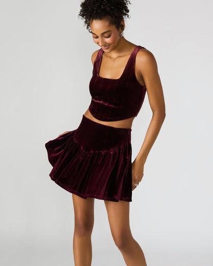 ARYANNA Wine Cropped Velvet Women's Top - Steve Madden
