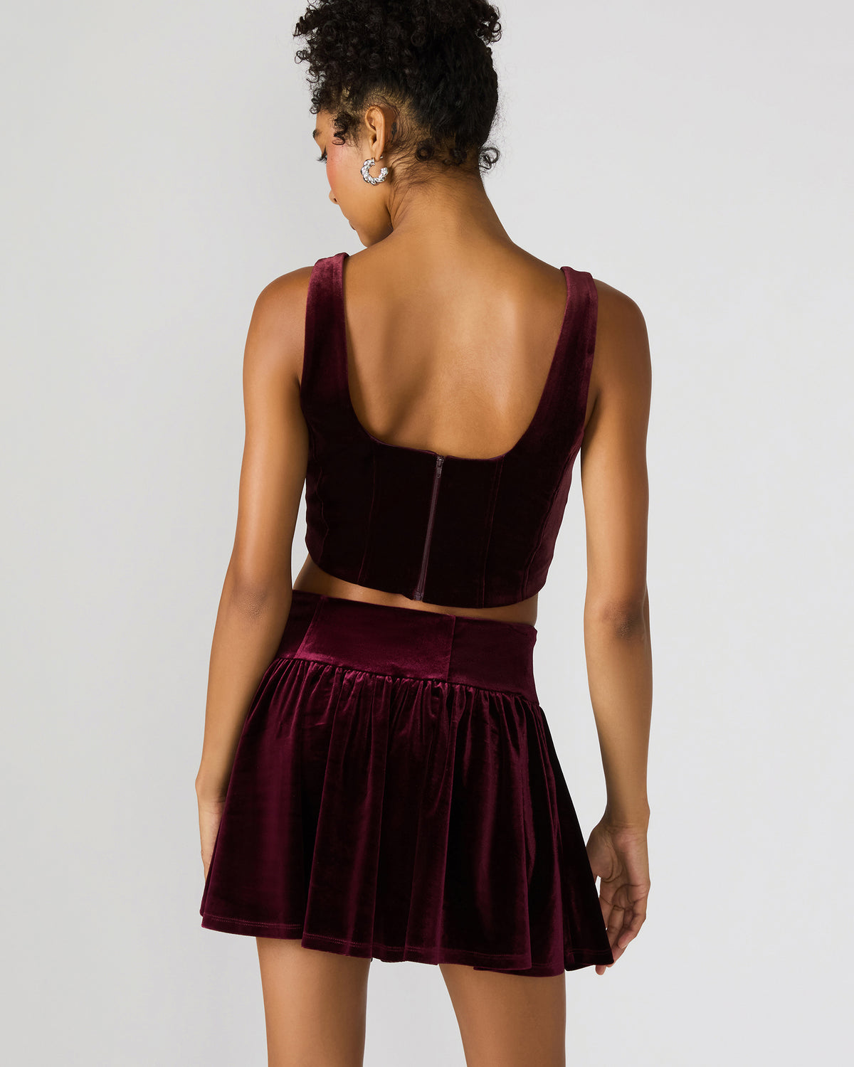 ARYANNA Wine Cropped Velvet Women's Top - Steve Madden