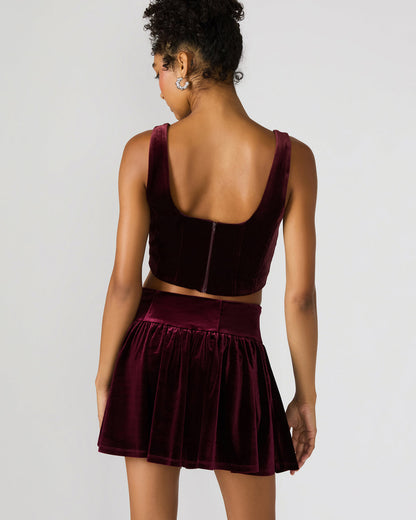 ARYANNA Wine Cropped Velvet Women's Top - Steve Madden