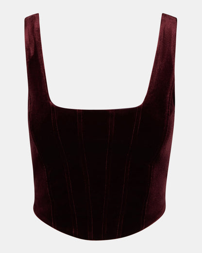 ARYANNA Wine Cropped Velvet Women's Top - Steve Madden
