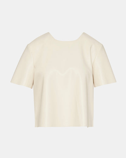 EZRA Bone Women's Short Sleeve Faux Leather Top - Steve Madden