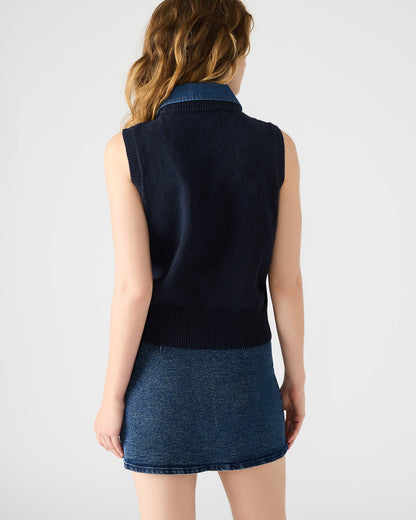 JEANE Sweater Vest Knit Collared Sleeveless Women's Top - Steve Madden